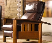 Stickley Bow Arm recliner, available in a variety of leathers and finishes.